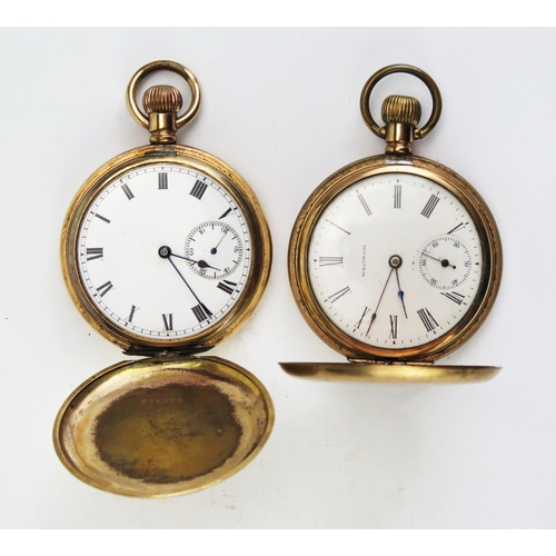 485 - A Waltham Full Hunter Pocket Watch in a 50.5mm gold plated case with 19 jewel Riverside model 1899 m... 