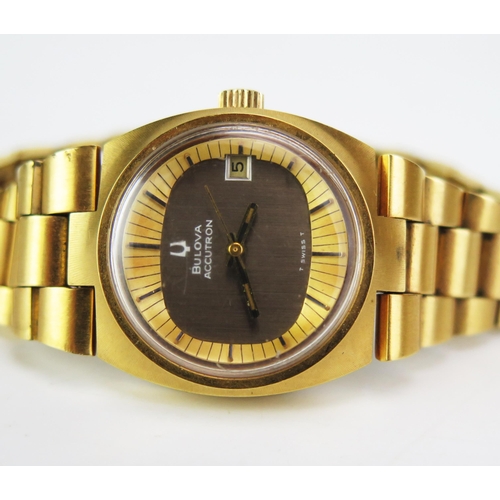 498 - A BULOVA ACCUTRON Ladies Gold Plated Wristwatch, 27x26mm case. Needs new battery