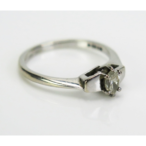 57 - An 18ct White Gold and Diamond Marquis Cut Solitaire Ring, c. 4.8x3.2mm stone, hallmarked, size L, 2... 