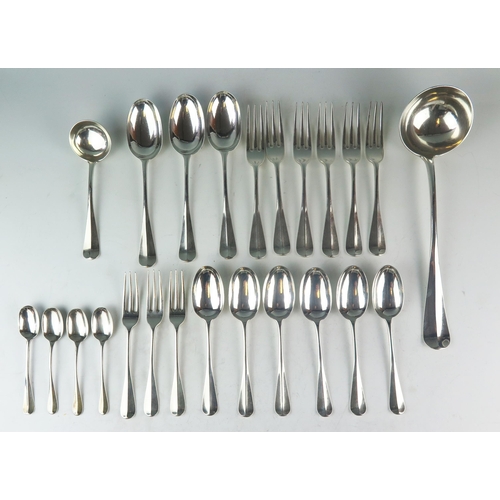 711 - A Victorian silver Hanoverian pattern part flatware service, maker John N Mappin, London 1884, monog... 