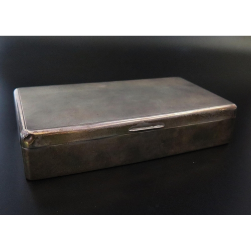 723 - A George VI Silver Cigarette Box with engine turned decoration, 16.5x9x3.5cm, Birmingham 1937, Adie ... 