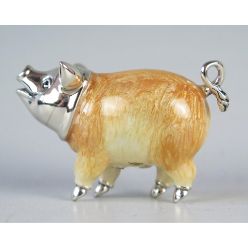 737 - A QEII Silver and Enamel Pig, 53mm long, Sheffield marks, Mark Houghton Ltd, 63.4g