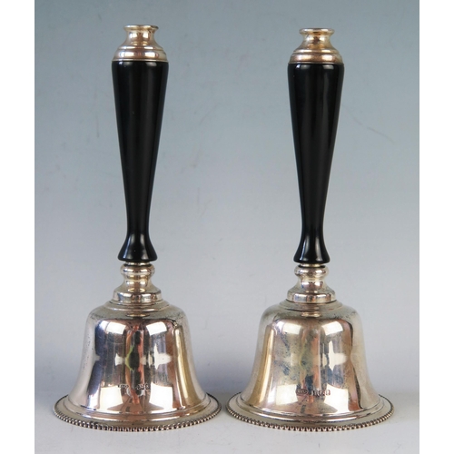 742 - A QEII Pair of Silver Table Bells, Birmingham 1992, W I Broadway & Co.