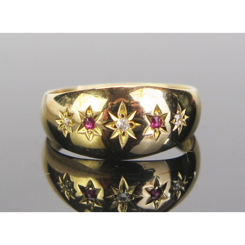 91 - An Edward VII 18ct Gold, Ruby and Diamond Gypsy Ring, Chester 1906, maker RN, size M, 3.94g