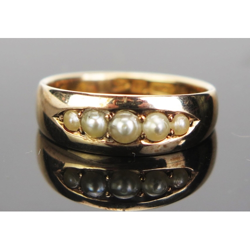 93 - A Victorian 15ct Gold and untested Pearl Ring, Chester 1886, maker J.A.M., size N.5, 3.7g