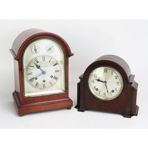 1117A - A Mahogany Cased Chiming Mantle Clock, 30.5cm high and one other