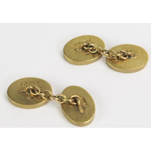 1 - A Pair of Heavy 9ct Gold Oval Cufflinks, London 1956, S&S, original box, 25.78g