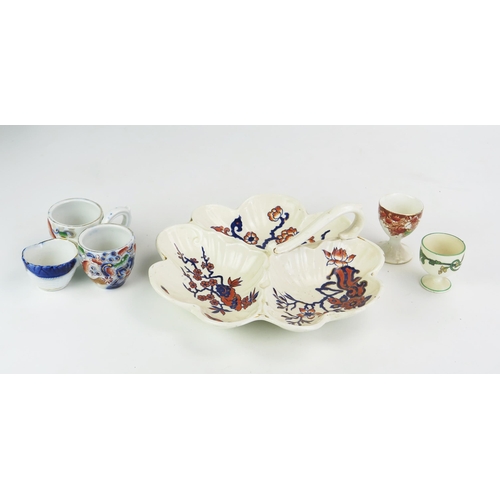 1028 - A mixed collection of glass and ceramic wares including Imari porcelain plate, glass float and servi... 