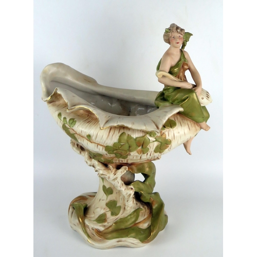 1077 - A large Royal Dux porcelain table centre-piece 