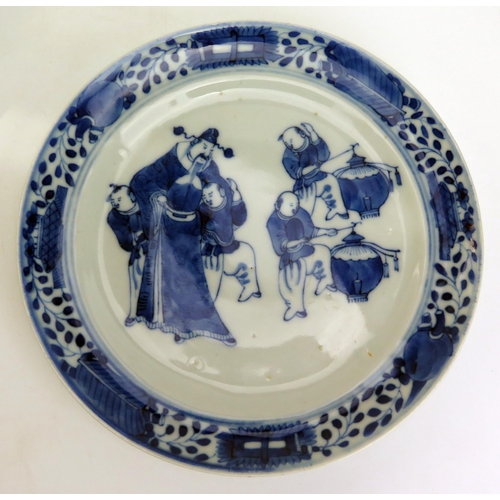 1131 - A pair of 19th century Chinese blue and white 'Lantern Festival' pattern plates, 21.5cm diameter tog... 