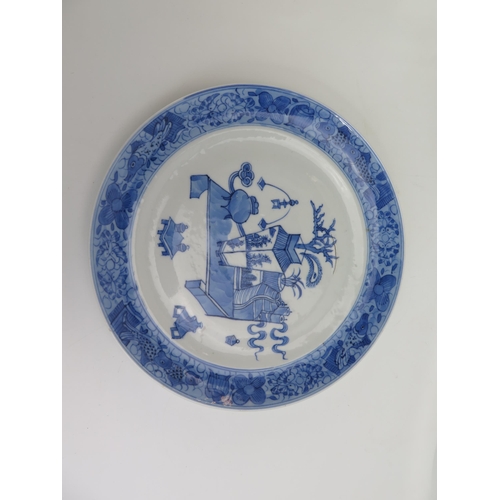 1131 - A pair of 19th century Chinese blue and white 'Lantern Festival' pattern plates, 21.5cm diameter tog... 