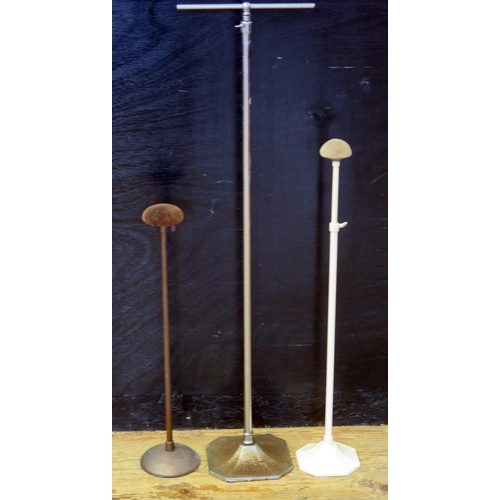 1247 - Two vintage adjustable hat stands, together with an adjustable scarf stand. (3)