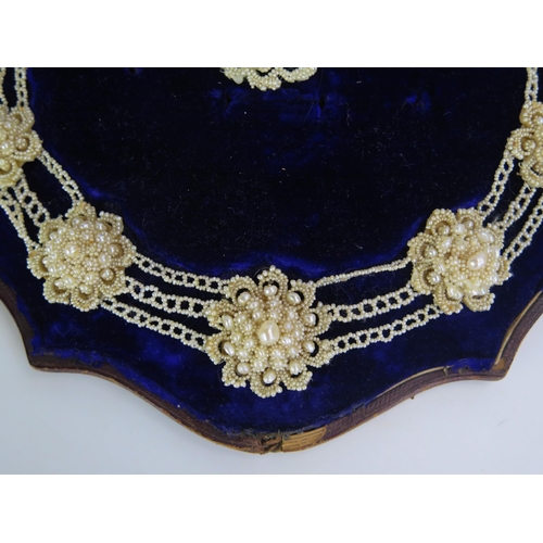 128 - A 19th Century untested Seed Pearl Demi Parure including a necklace (c. 16.25