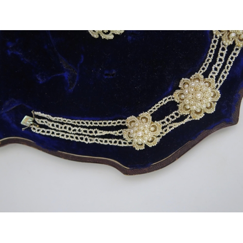 128 - A 19th Century untested Seed Pearl Demi Parure including a necklace (c. 16.25