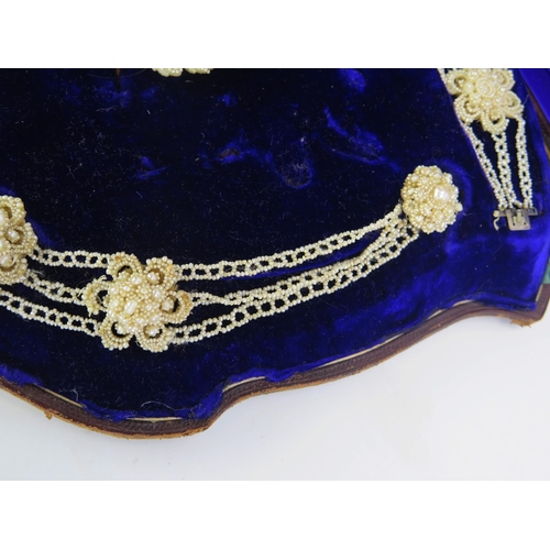 128 - A 19th Century untested Seed Pearl Demi Parure including a necklace (c. 16.25