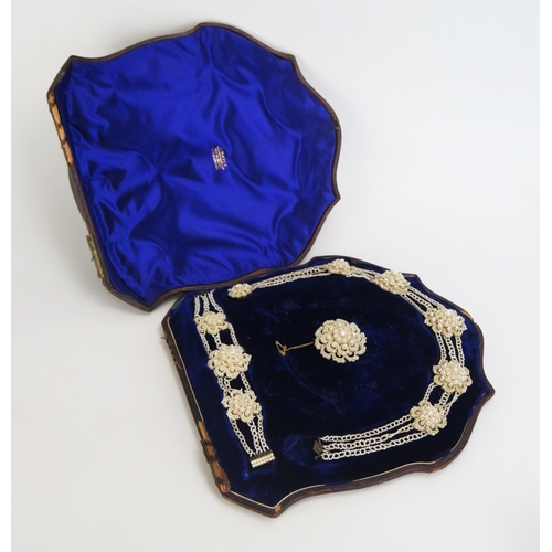 128 - A 19th Century untested Seed Pearl Demi Parure including a necklace (c. 16.25