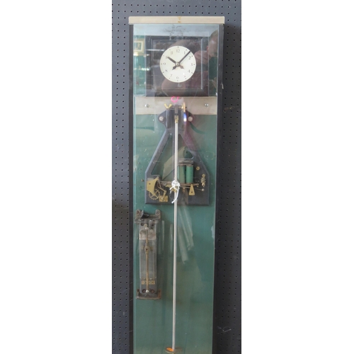 1281 - An ECS (Smiths) electric master clock, with pendulum contained in a glazed case, 147cm high.