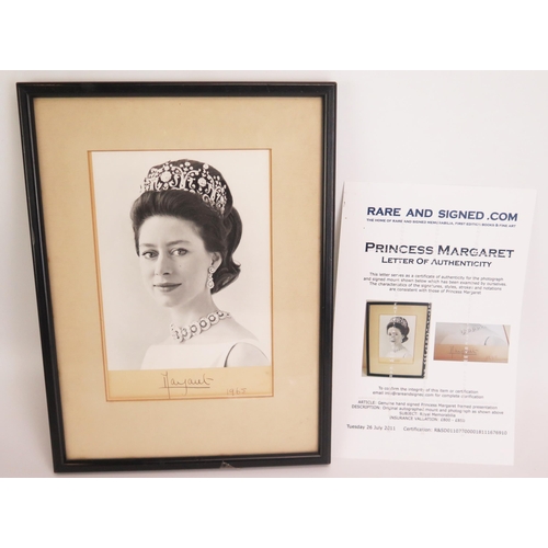 1294 - A Princess Margaret Signed Royal Portrait Photograph dated 1965 with COA