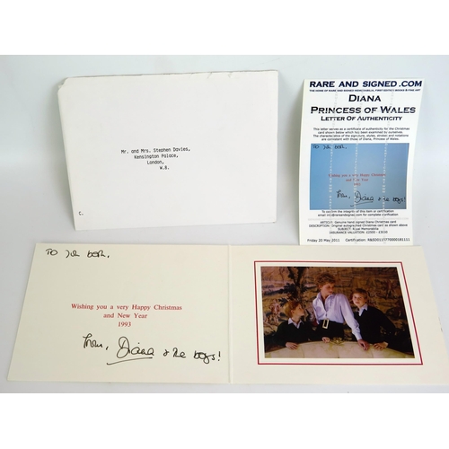 1294B - A Diana Princess of Wales 1993 Christmas Card signed 