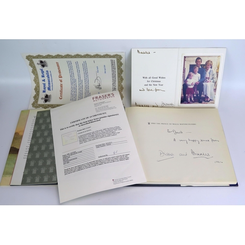 1294G - A Prince Charles and Princess Diana Signed Christmas card to The Hon. Charles Tryon with COA and sig...
