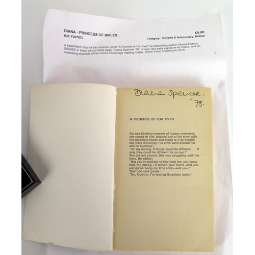 1294I - A Diana Spencer 1978 signed copy of 'A Promise is For Ever by Denise Robins