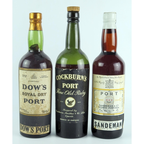 1307 - One bottle Sandeman port, one bottle Dow's Royal Dry Port and one bottle Cockburn's Fine Old Ruby Po... 