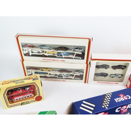 1334A - Collection of Toy Cars including Herpa Porsche Transporters, Matchbox, Vitese, Solido, Corgi