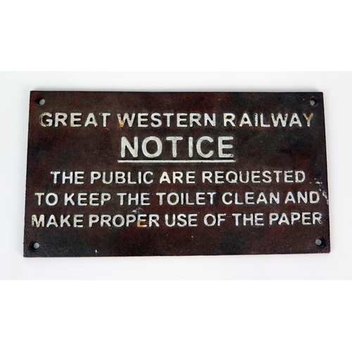 1348 - A GWR cast iron notice 