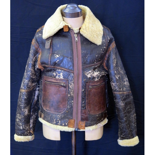 1387 - An Irvine style leatherette flying jacket, with fleece lining.