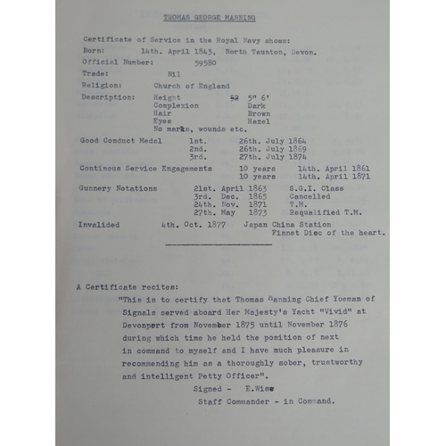 1388 - OF VICTORIAN NAVAL INTEREST
Thomas George Manning RN, original hand written account of 'Jottings fro... 