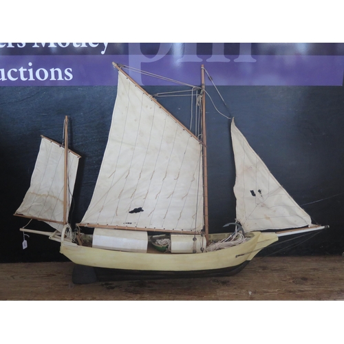 1390B - A model of a twin masted Bostonian fishing boat, 