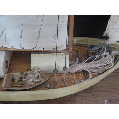 1390B - A model of a twin masted Bostonian fishing boat, 