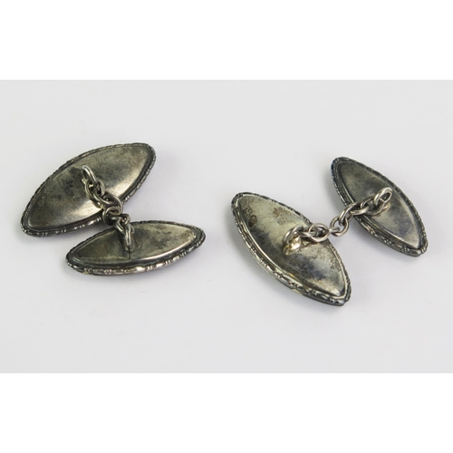 140 - A Pair of Blue John and Precious White Metal Cufflinks, 23.5x10mm heads, 10.63g gross