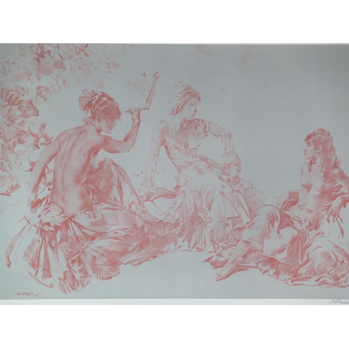 1401 - After William Russell Flint, 'Discussion' limited edition print, published 1969, signed in pencil by... 