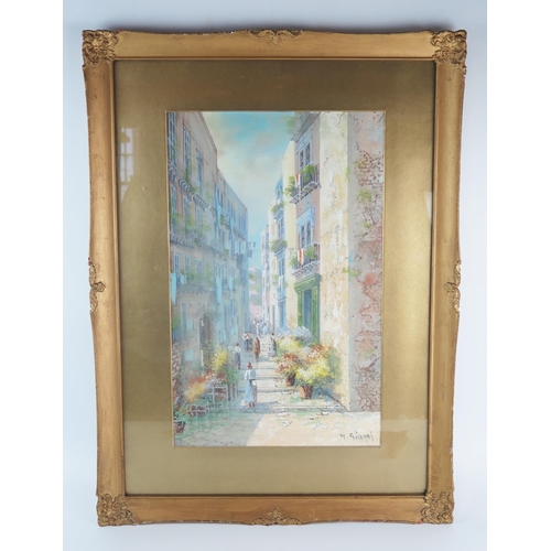 1403 - Y Gianni (Italian, 19th/20th Century) Italian street scene, watercolour, signed bottom right, 48 x 3... 