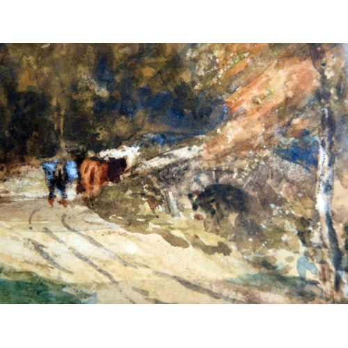 1407 - Edmund Morrison Wimperis (1835-1900)
Figure and cattle on a forest track, watercolour, initialled bo... 