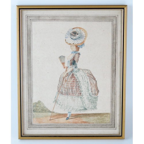 1416 - Study of Tilly Losch in 18th century costume, water colour, unsigned and undated, 24 x 19cm,
*Tilly ... 