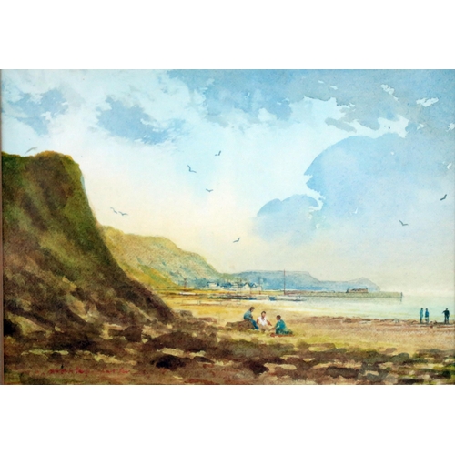 1424 - N Bradley-Carter,
'Fossil Hunters at Lyme Regis'
Watercolour, signed bottom left, 12.5 x 18cm.
F & G... 