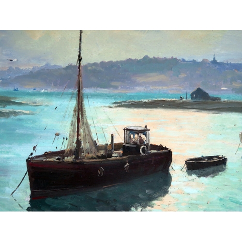 1431 - Marcus Ford (British 1914-1989)
Moored Fishing Boats, 
oil on canvas, signed bottom right,  44 x 75c... 