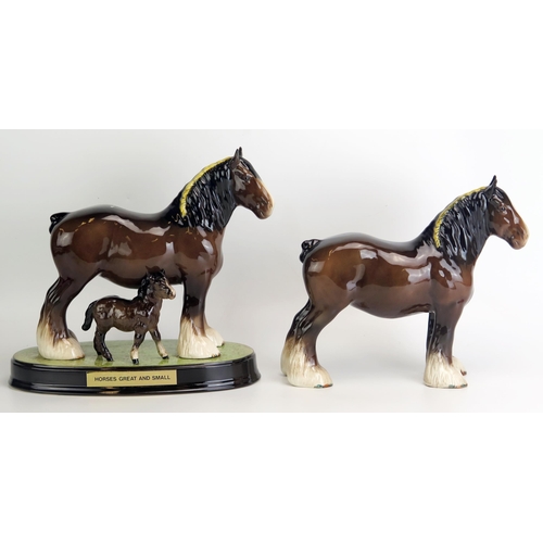 1511 - Beswick Horse Group ' Horses Great & Small' shire, mare & foal on oval ceramic base, marked to base ... 