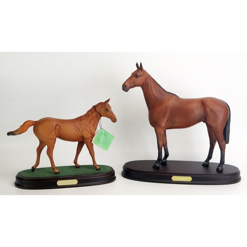 1519 - A Beswick figurine of a horse 'Lammtarra' on oval plinth base. 22cms high, and a Beswick Horse, 'Ark... 