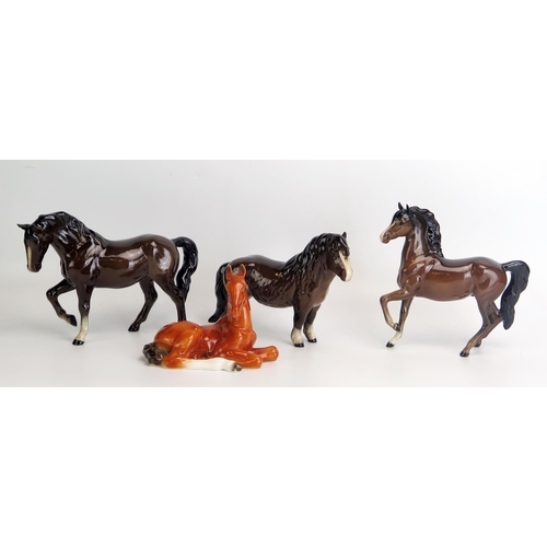 1524 - Four assorted Beswick horses and ponies, various sizes, (4)