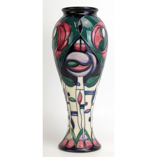 1528 - A Moorcroft pottery vase with 'Charles Rennie Mackintosh' pattern, by Rachel Bishop, released in 199... 