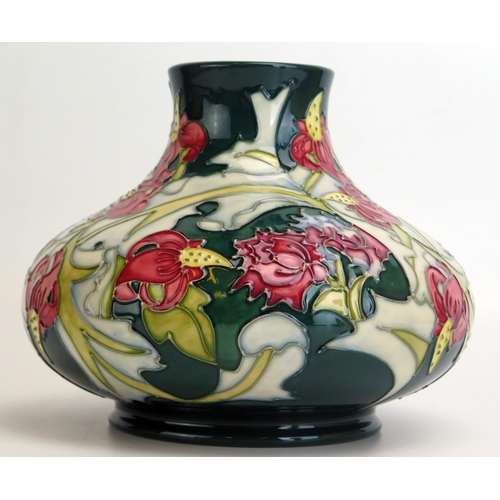 1529 - A Moorcroft pottery vase, of squat globular form, with 'Leicester' pattern decoration by Rachel Bish... 