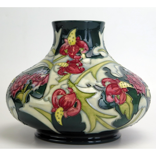 1529 - A Moorcroft pottery vase, of squat globular form, with 'Leicester' pattern decoration by Rachel Bish... 