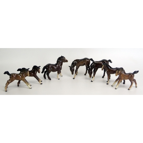 1533 - Seven assorted Beswick foals, all gloss finish, various sizes.