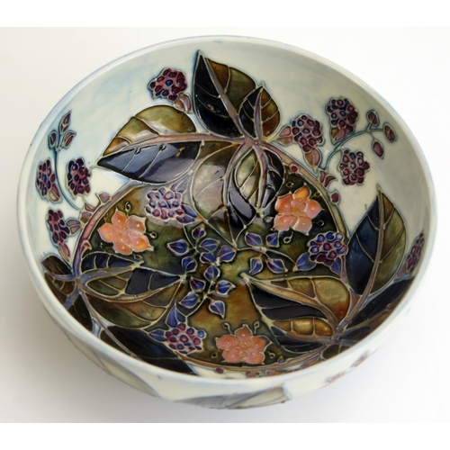 1534 - A Moorcroft pottery bowl, with 'Bramble' pattern decoration, 15.5cm diameter