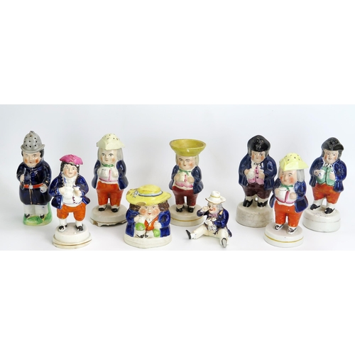 1547 - A collection of Staffordshire pottery 'Mr Toby' figures, including some with removable hats , variou... 