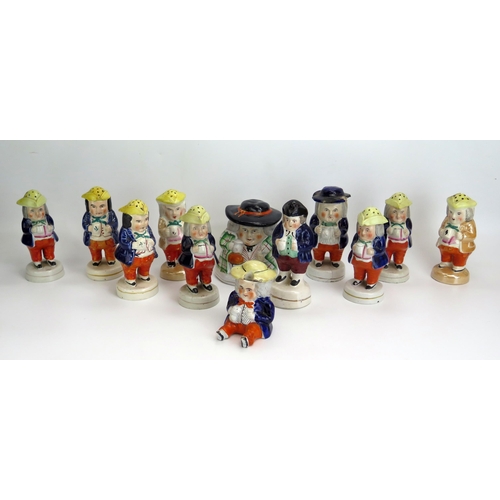 1548 - A collection of Staffordshire pottery 'Mr Toby' figures, including some with removable hats , variou... 