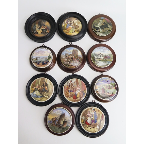 1552 - A collection of eleven Pratt ware and other pot lids, various subjects  all framed. (11)